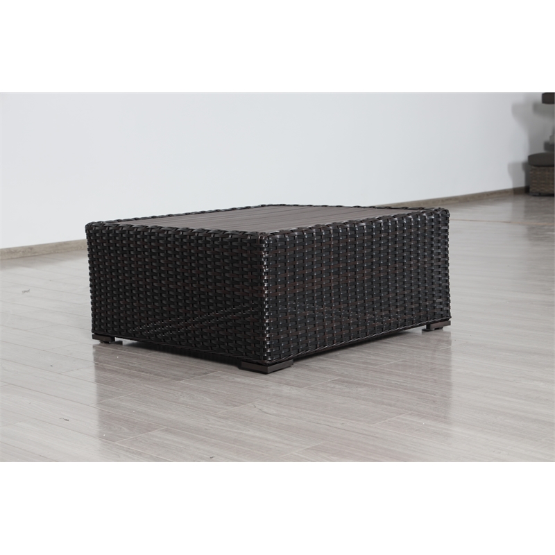 Santa Monica Coffee Table in Espresso Brown with Aluminum Frame