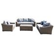 Tulum Two-Tone Dark Beige Aluminum Frame Deep Seating Set in Silver Cushions