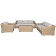 Tulum Two-Tone Dark Beige Aluminum Frame Deep Seating Set in Silver Cushions