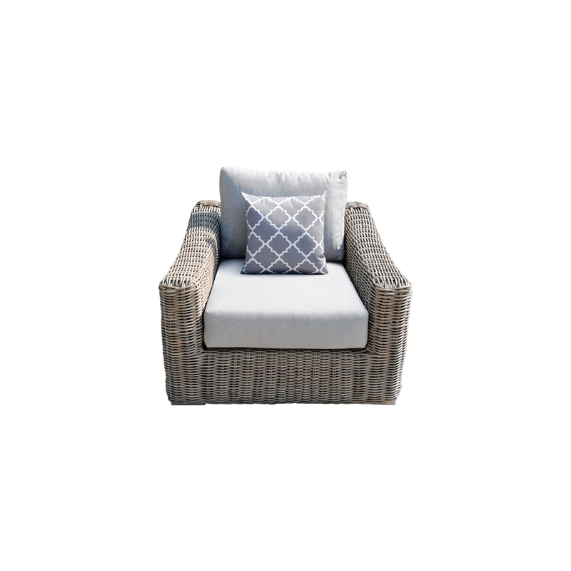 Tulum Two-Tone Dark Beige Aluminum Frame Arm Chair in Silver Cushions