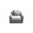 Tulum Two-Tone Dark Beige Aluminum Frame Arm Chair in Silver Cushions