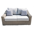 Tulum Two-Tone Dark Beige Aluminum Frame Loveseat in Silver Cushions