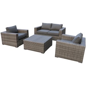 Bali Silver/Gray Two-Tone Wicker Loveseat Set in Charcoal Gray Cushion