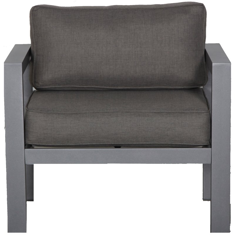 Cabo Aluminum Sofa Set with Gray Frame in Charcoal Cushion