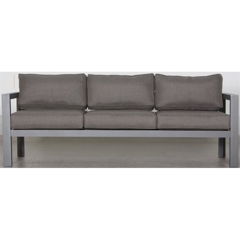 Cabo Aluminum Sofa Set with Gray Frame in Charcoal Cushion