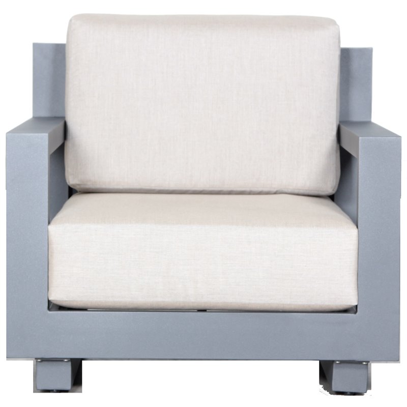 Paris 4-PC Sofa Set Gray Aluminum Frame in Taupe Cushion
