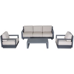 Paris 4-PC Sofa Set Gray Aluminum Frame in Taupe Cushion