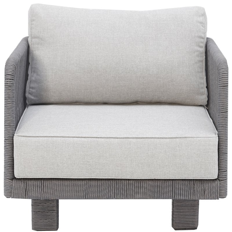 Cancun Aluminum Sofa Set with Dark Gray Rope in Silver Cushion