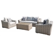 Hawaii Three-Tone Wicker Gray/Off White/Beige Sofa Set in Silver Gray Cushion