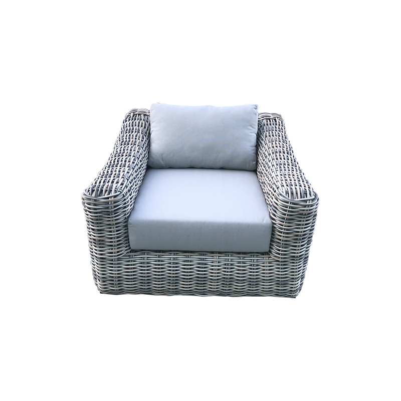 Hawaii Three-Tone Wicker Gray/Off White/Beige Sofa Set in Silver Gray Cushion