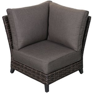 Barbados Two-Tone Dark Gray/Light Gray Wicker Corner in Charcoal Cushion