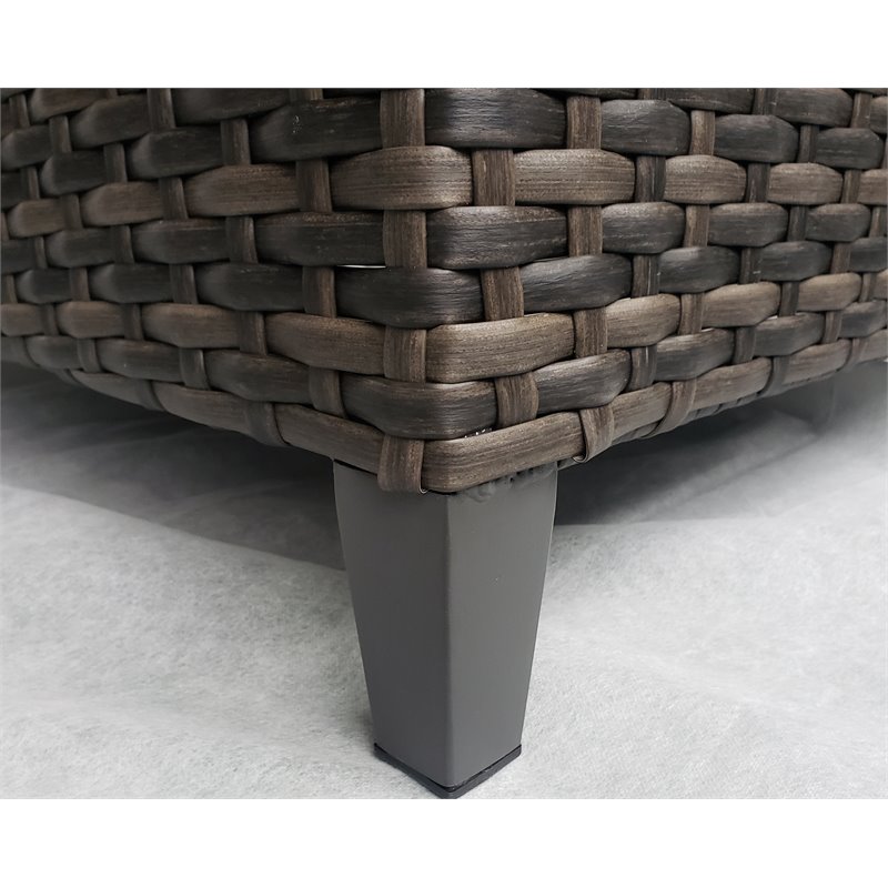 Barbados 6-PC Two-Tone Wicker Sectional Set with Club Chair in Charcoal Cushion