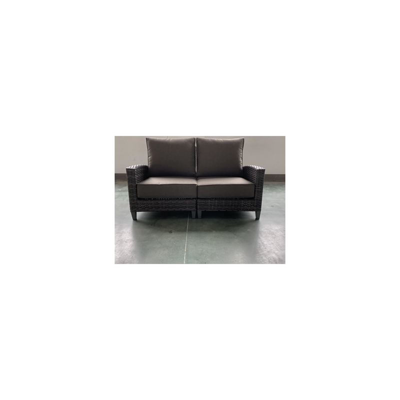 Barbados 2-PC Two-Tone Dark Gray/Light Gray Wicker Loveseat in Charcoal Cushion