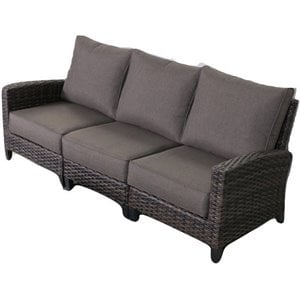 Barbados 3-PC Two-Tone Dark Gray/Light Gray Wicker Sofa in Charcoal Cushion
