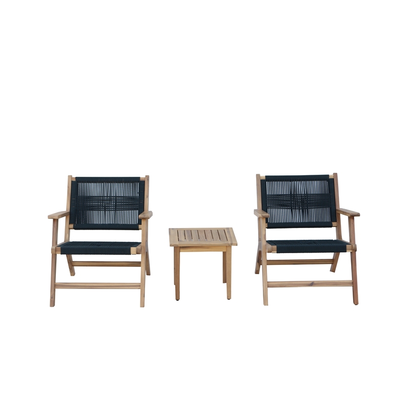 Teva Furniture Wooden Venice Club Chair Seating Set with Dark Grey Rope Weave