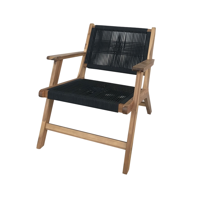 Teva Furniture Wooden Venice Club Chair Seating Set with Dark Grey Rope Weave