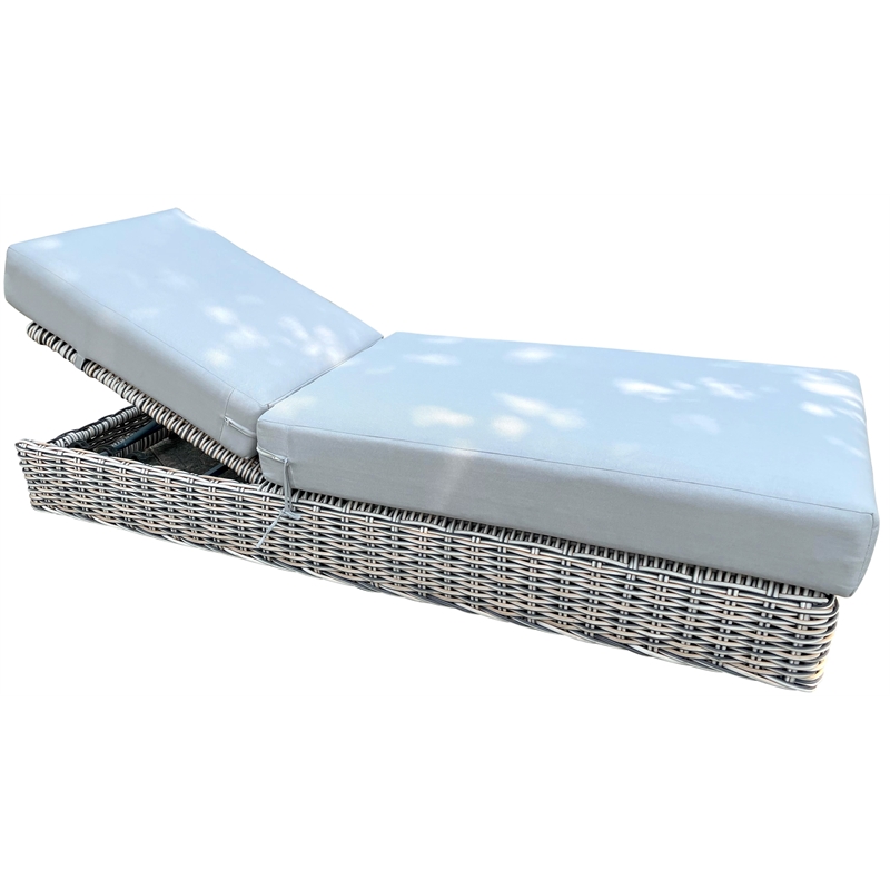 Hawaii Wicker / Rattan Gray Chaise Lounge in Silver Gray Cushion
