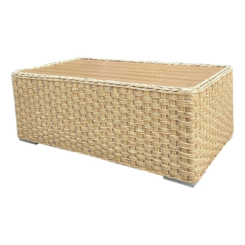 Teva Furniture Malibu Wicker Coffee Table with Poly Wood Top