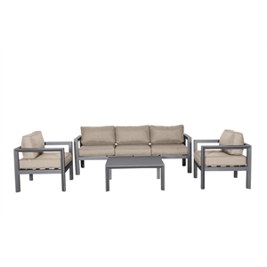 Cabo Aluminum Sofa Set with Gray Frame in Wheat Cushion