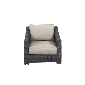 Bora Bora Two-Tone Wicker Rattan Club Chair in Light Beige Cushion