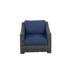 Bora Bora Two-Tone Wicker Rattan Club Chair in Navy Cushion