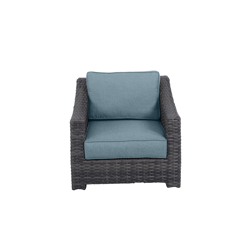 Bora Bora Two-Tone Wicker Rattan Club Chair in Spa Cushion