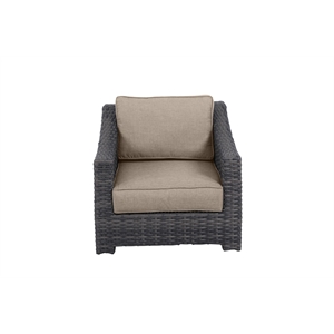 Bora Bora Two-Tone Wicker Rattan Club Chair in Wheat Cushion