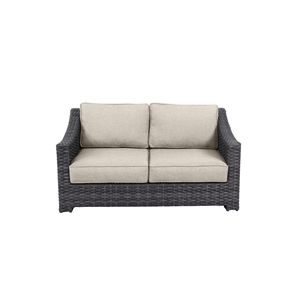 Bora Bora Two-Tone Wicker Rattan Loveseat in Light Beige Cushion