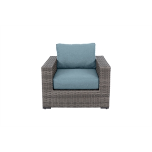 Bali Silver/Gray Two-Tone Wicker Club Chair in Spa Cushion