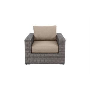 Bali Silver/Gray Two-Tone Wicker Club Chair in Wheat Cushion