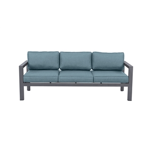 Cabo Aluminum Sofa with Gray Frame in Spa Cushion