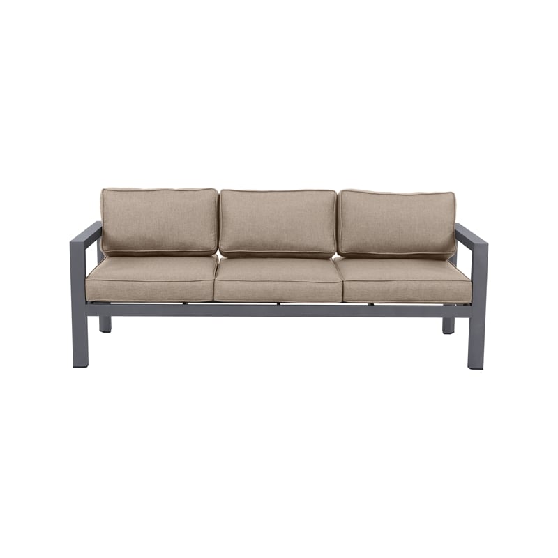 Cabo Aluminum Sofa with Gray Frame in Wheat Cushion