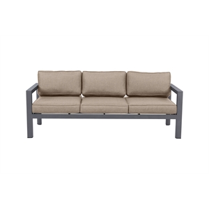 Cabo Aluminum Sofa with Gray Frame in Wheat Cushion