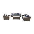 Tulum Two-Tone Dark Beige Aluminum Frame Deep Seating Set in Light Beige Cushion