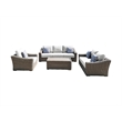 Tulum Two-Tone Dark Beige Aluminum Frame Deep Seating Set in White Cushion