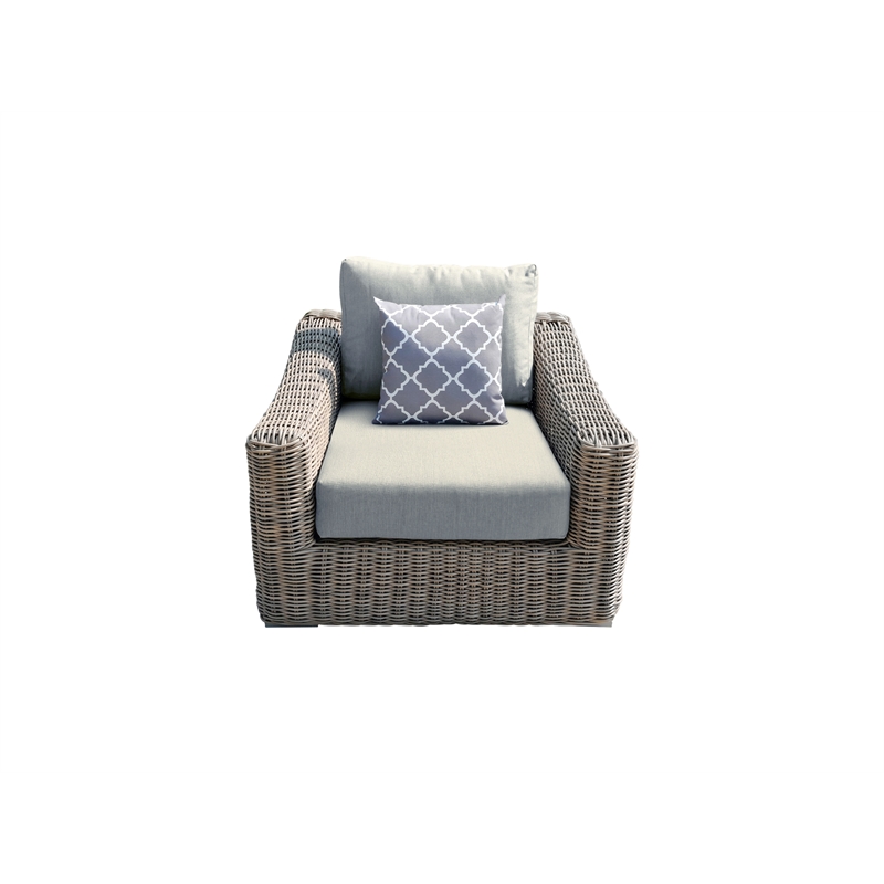 Tulum Two-Tone Dark Beige Aluminum Frame Arm Chair in in Light Beige Cushion