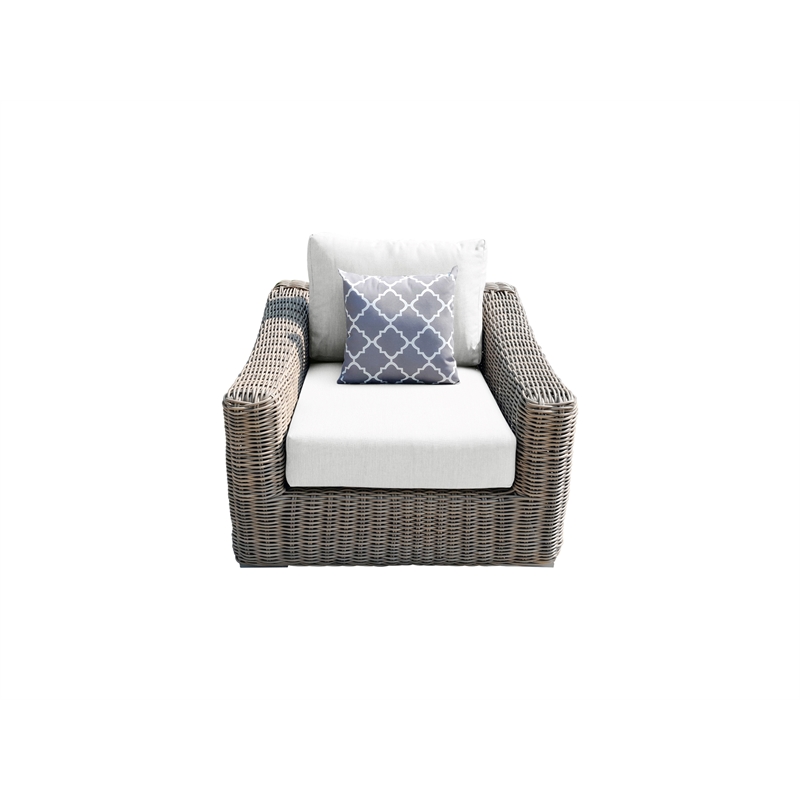 Tulum Two-Tone Dark Beige Aluminum Frame Arm Chair in White Cushion