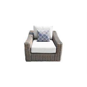 Tulum Two-Tone Dark Beige Aluminum Frame Arm Chair in White Cushion