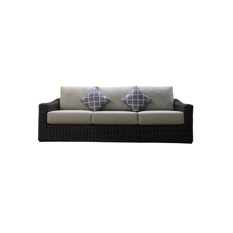 Teva Patio Furniture Catalina Sofa with Two Tone Brown/Beige PE Wicker