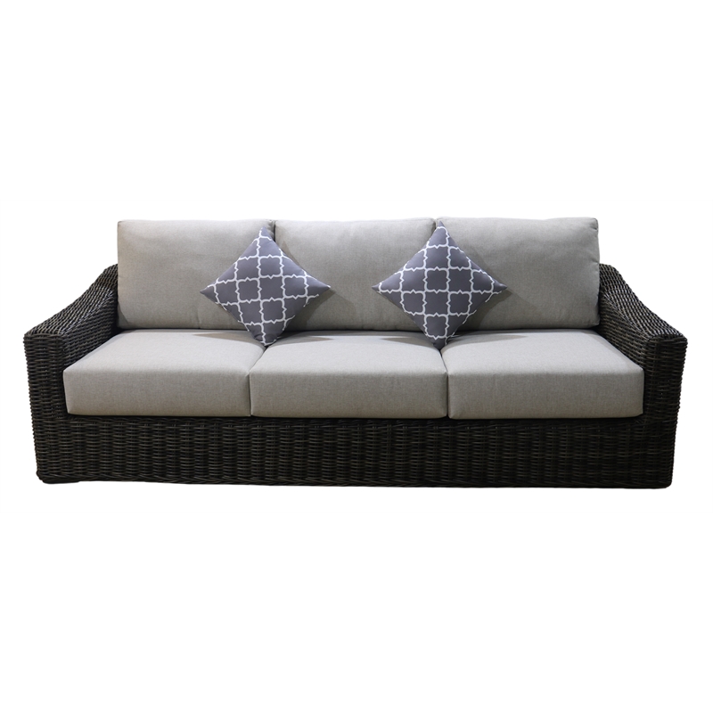 Teva Patio Furniture Catalina Sofa with Two Tone Brown/Beige PE Wicker