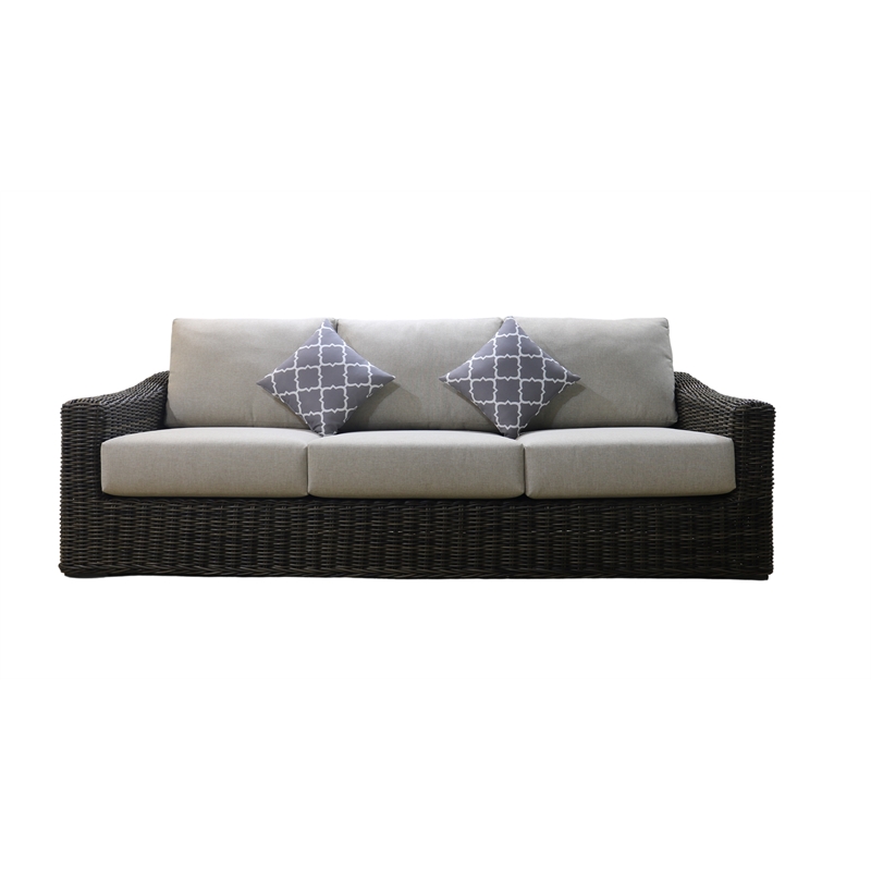 Teva Patio Furniture Catalina Sofa with Two Tone Brown/Beige PE Wicker