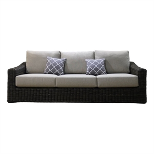 Teva Patio Furniture Catalina Sofa with Two Tone Brown/Beige PE Wicker