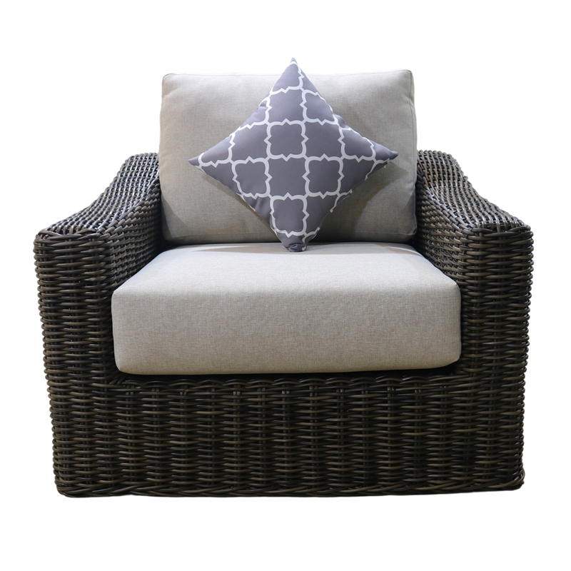 Teva Patio Furniture Catalina Club Chair with Two Tone Brown/Beige PE Wicker