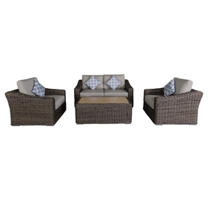 Teva Patio Furniture Catalina Love Seat Set with Two Tone Brown/Beige PE Wicker