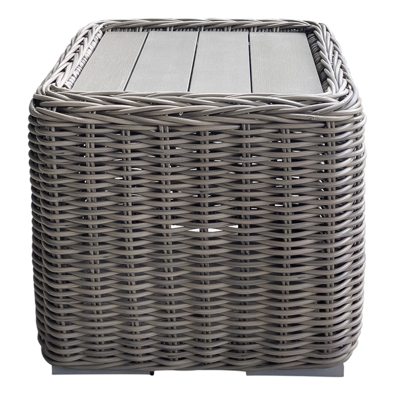 Tulum Two-Tone Dark Beige Aluminum Frame End Table