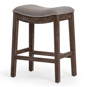 New Ridge Home Goods 26&quot Saddle Wood Counter Height Stool Distressed Espresso