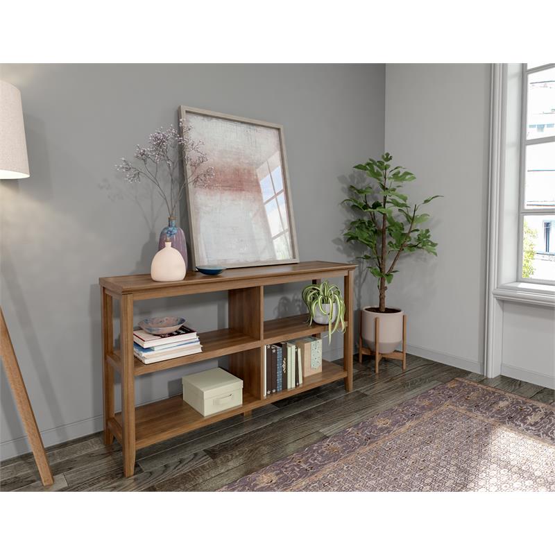 New Ridge Home Goods 2-tier Low Traditional Wooden Bookcase in Walnut