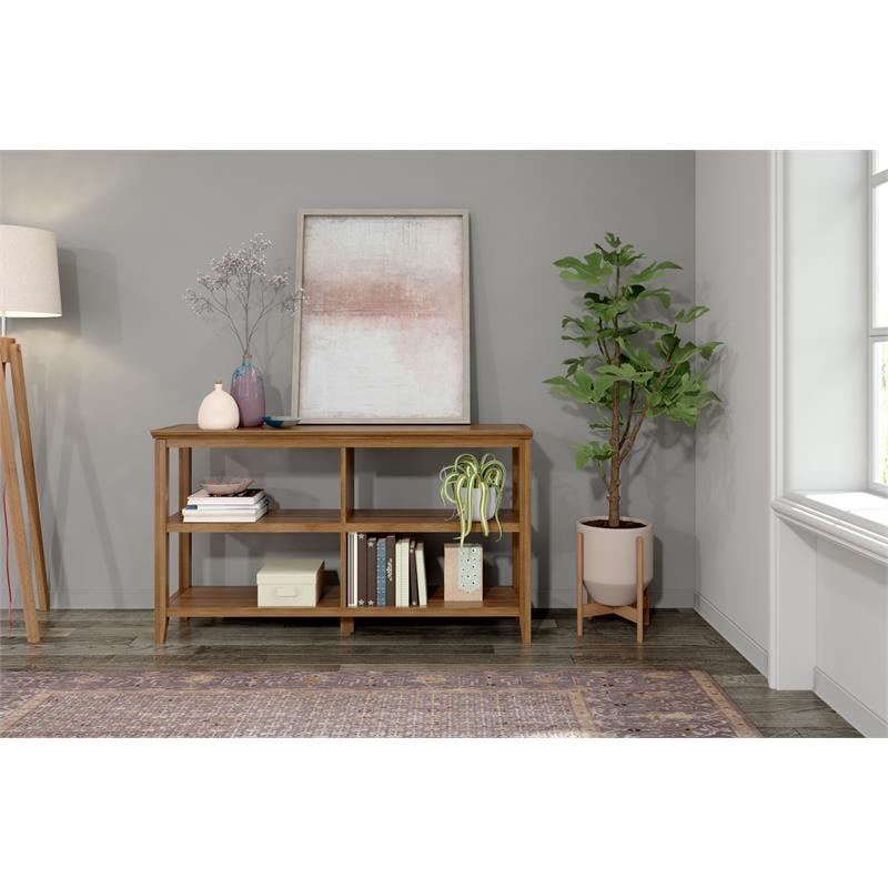 New Ridge Home Goods 2-tier Low Traditional Wooden Bookcase in Walnut