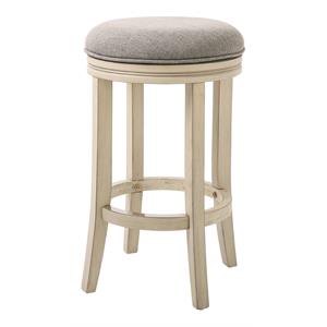 New Ridge Home Goods Victoria 25&quot Wood Bar Height Swivel Stool in Ivory
