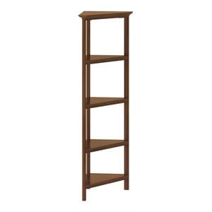 New Ridge Home Goods 4-tier Corner Traditional Wooden Bookcase in Walnut